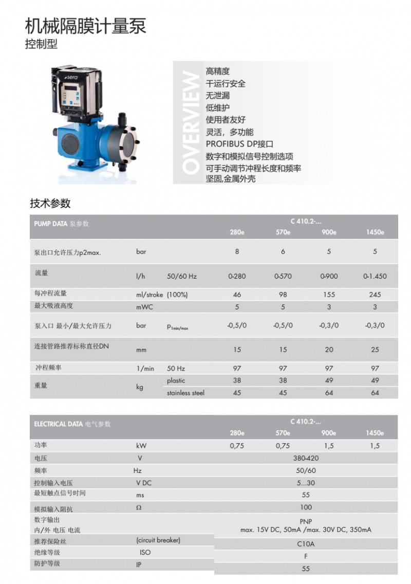 可控型机械隔膜计量泵C410.2 P2